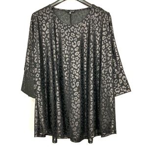 Kozan Juliet Leopard Mesh Top Women’s Size 2X Lightweight Relaxed Fit A-Line